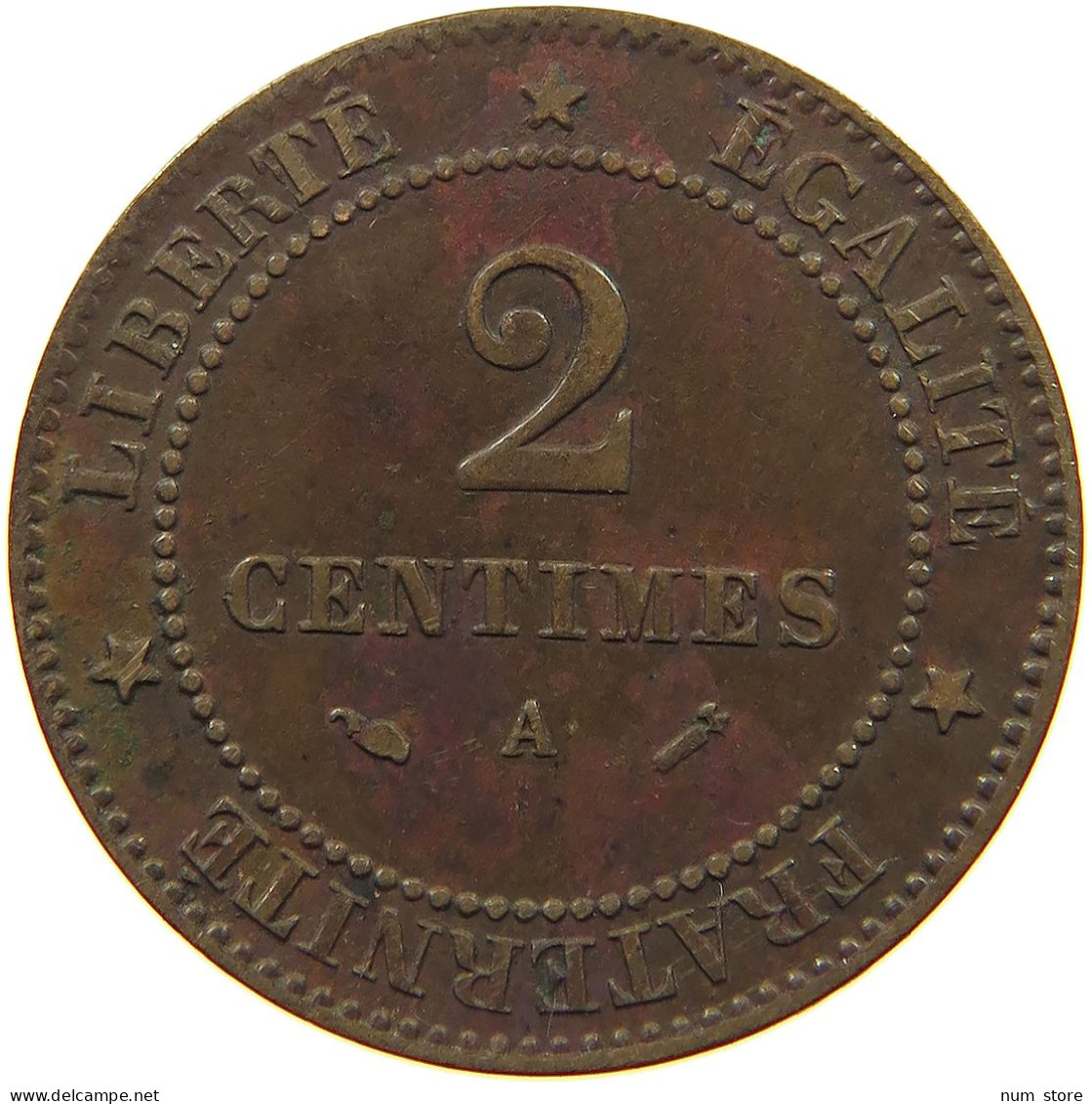 FRANCE 2 CENTIMES 1888 A  #c081 0409 - 2 Centimes