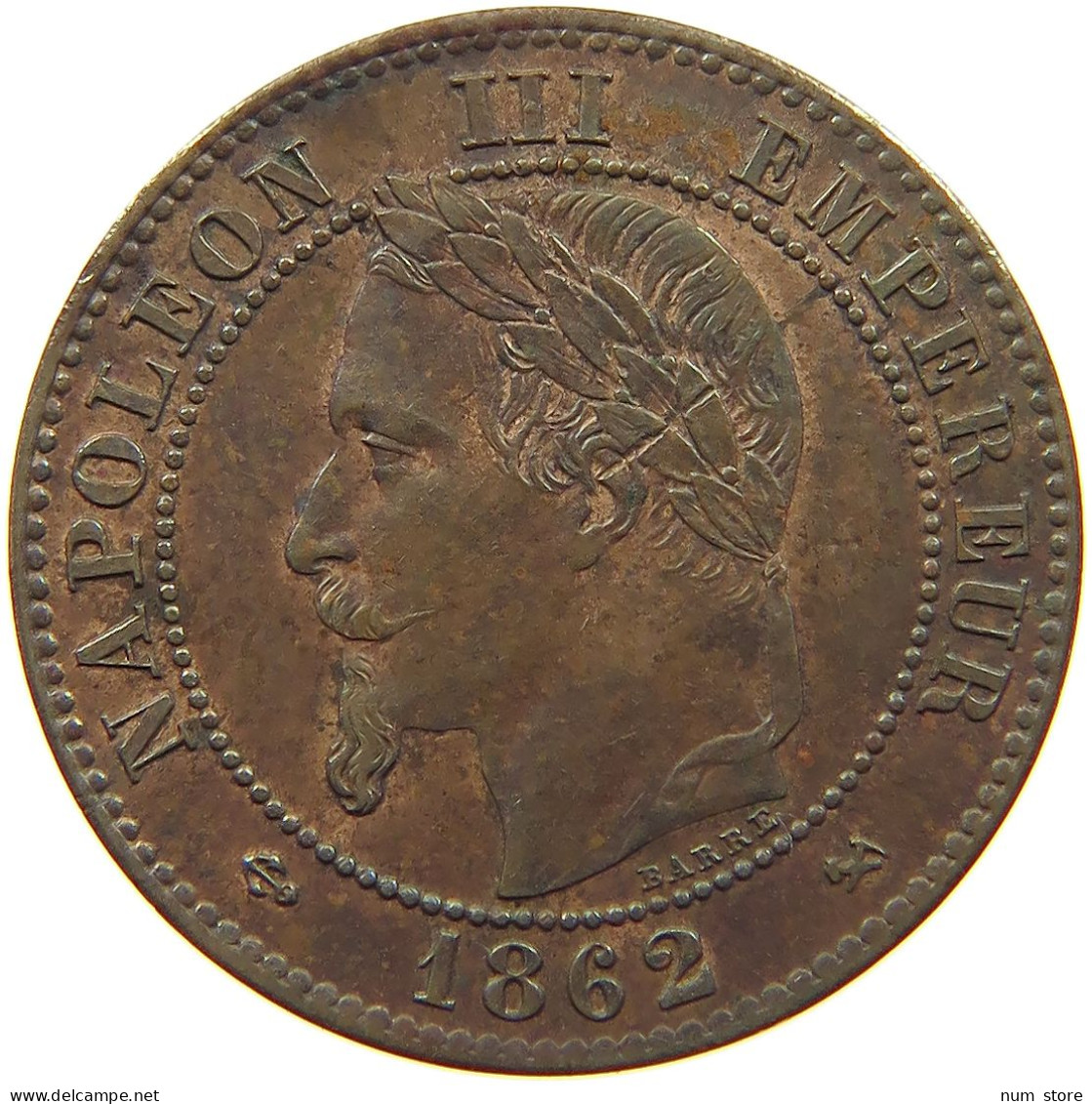 FRANCE 2 CENTIMES 1862 K Napoleon III. (1852-1870) #c082 0193 - 2 Centimes