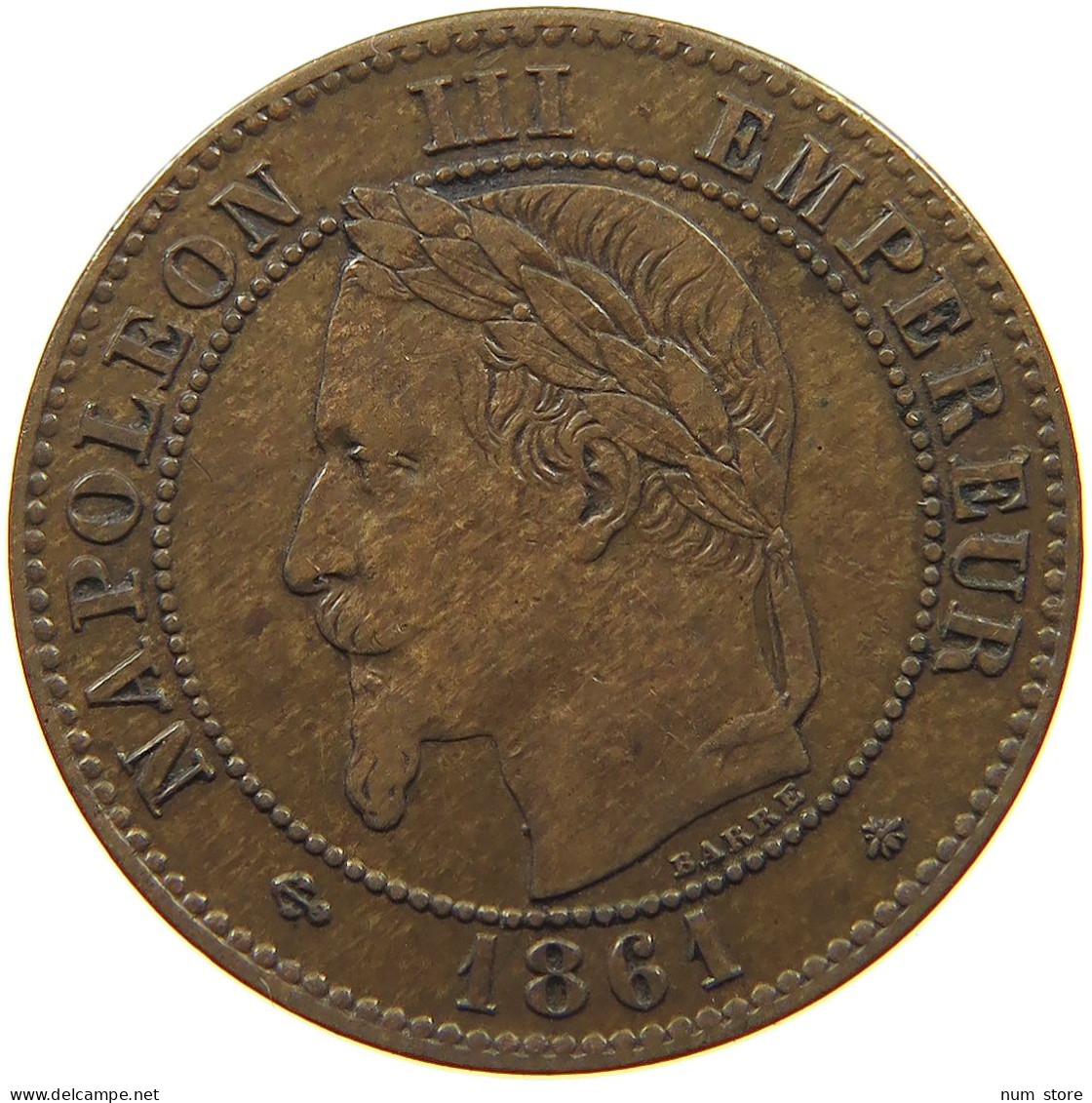 FRANCE 2 CENTIMES 1861 A Napoleon III. (1852-1870) #a036 0717 - 2 Centimes