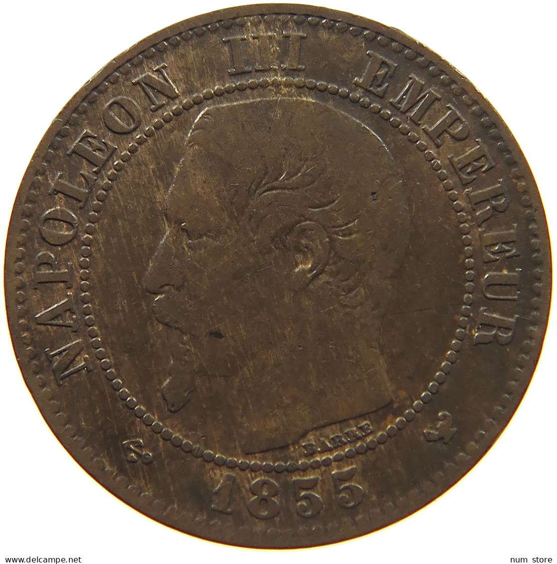 FRANCE 2 CENTIMES 1855 W Napoleon III. (1852-1870) #c022 0445 - 2 Centimes