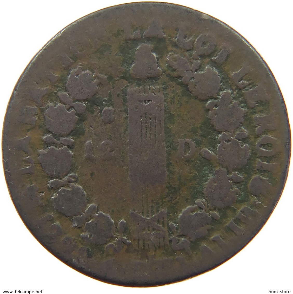 FRANCE 12 DENIERS 1792 B Louis XVI (1774-1793) #a084 0131 - 1791-1792 Verfassung 