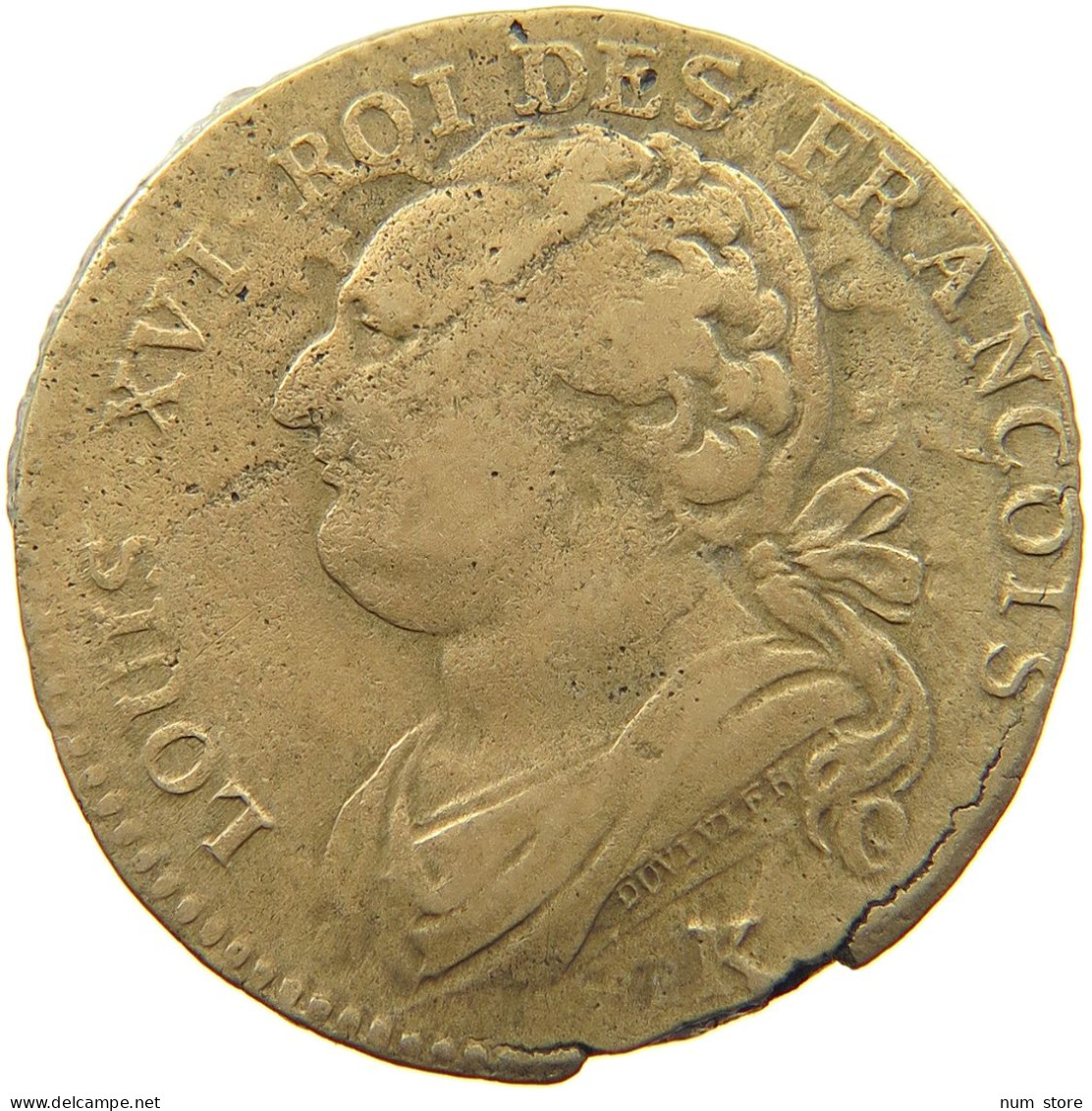 FRANCE 12 DENIERS 1791 K Louis XVI. (1774-1793) RARE #t077 0549 - 1791-1792 Constitution (An I)