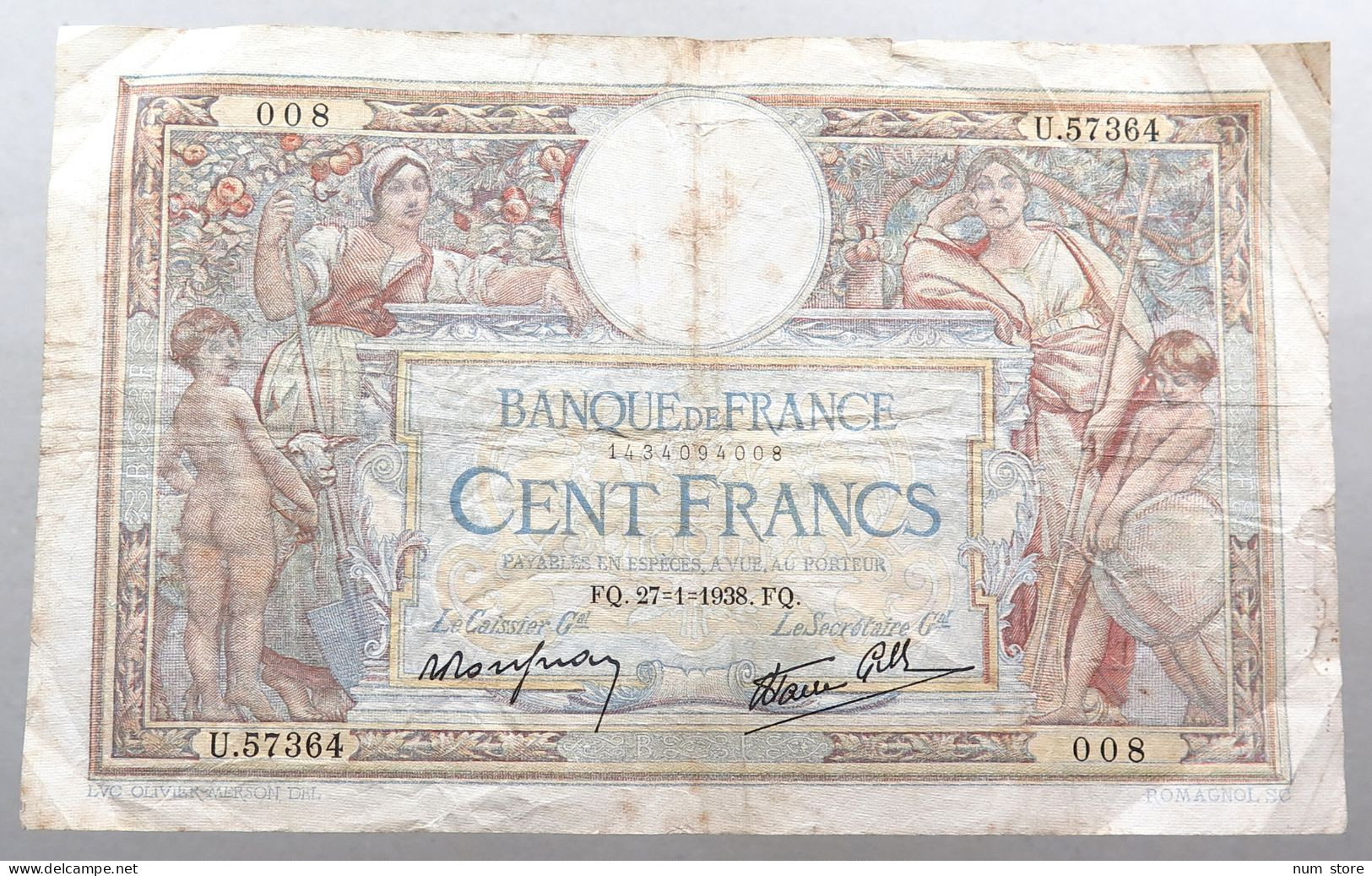 FRANCE 100 FRANCS 1938  #alb052 0749 - Sonstige & Ohne Zuordnung