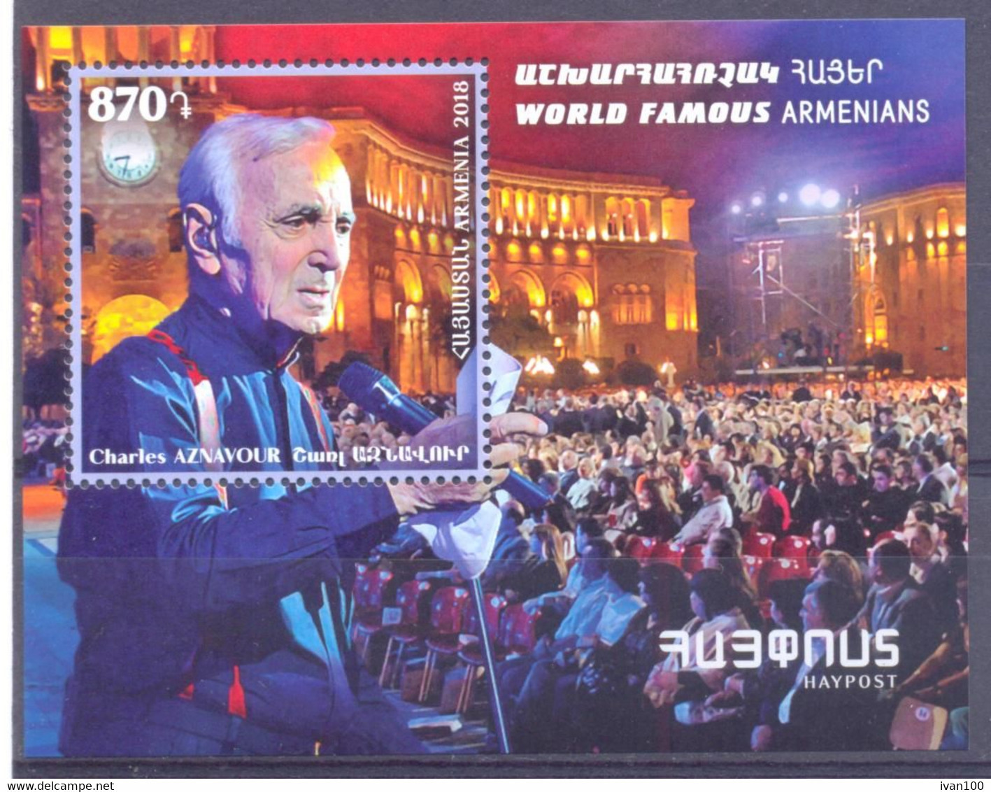 2018. Armenia, Charles Aznavour, Singer & Composer, S/s, Mint/** - Arménie