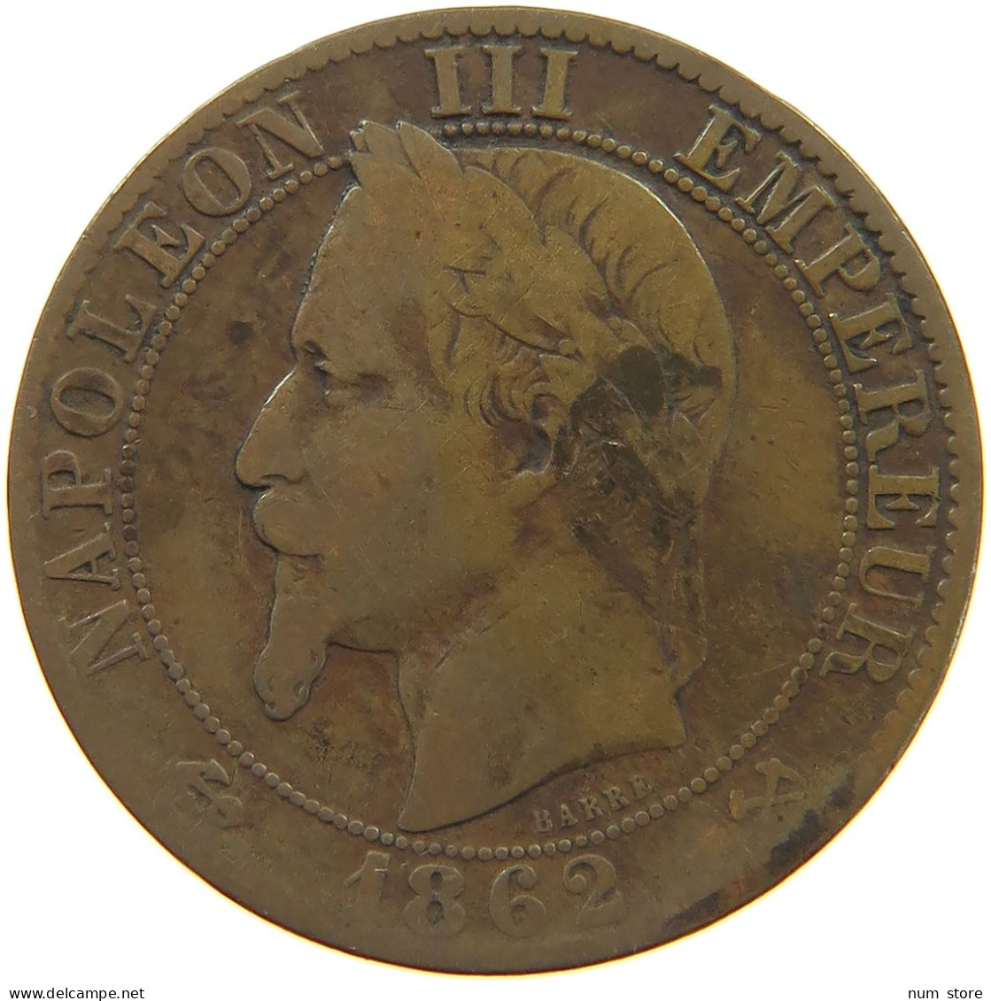 FRANCE 5 CENTIMES 1862 K Napoleon III. (1852-1870) #a042 0161 - 5 Centimes