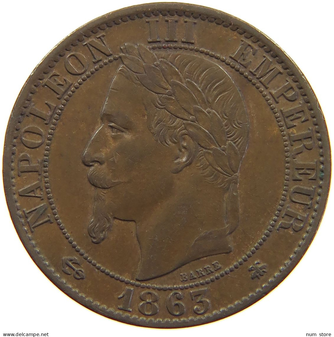 FRANCE 5 CENTIMES 1863 A Napoleon III. (1852-1870) #t001 0387 - 5 Centimes