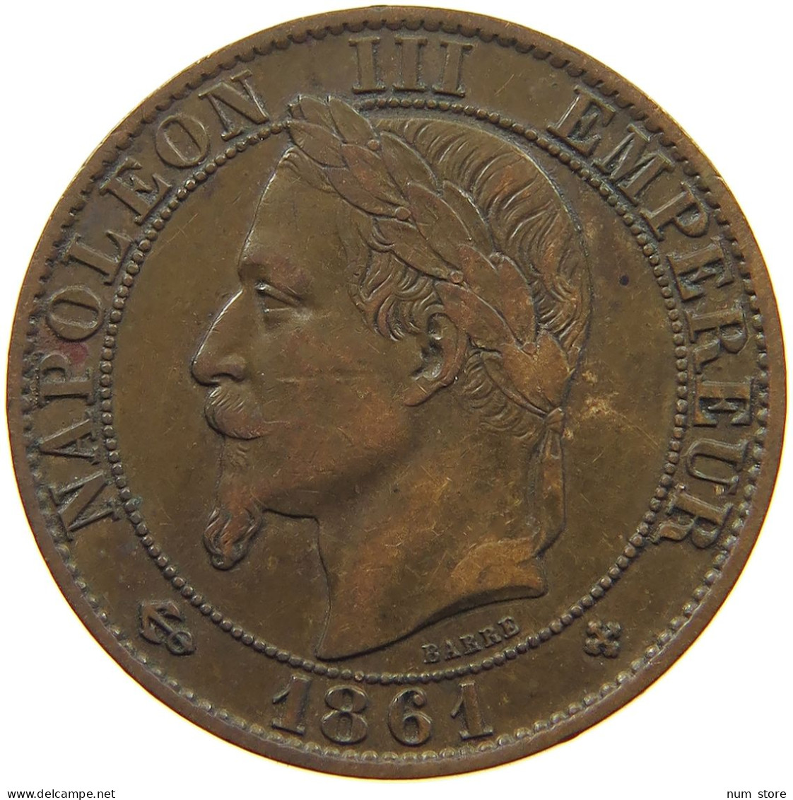 FRANCE 5 CENTIMES 1861 BB Napoleon III. (1852-1870) #c002 0309 - 5 Centimes