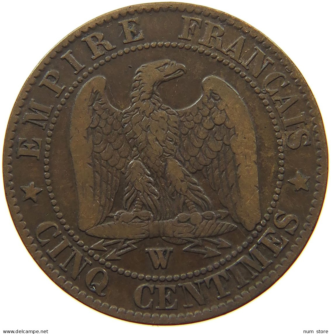 FRANCE 5 CENTIMES 1855 W Napoleon III. (1852-1870) #s077 0369 - 5 Centimes