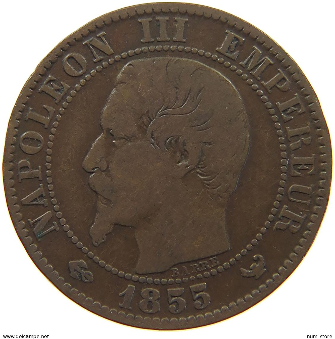 FRANCE 5 CENTIMES 1855 W Napoleon III. (1852-1870) #c046 0103 - 5 Centimes
