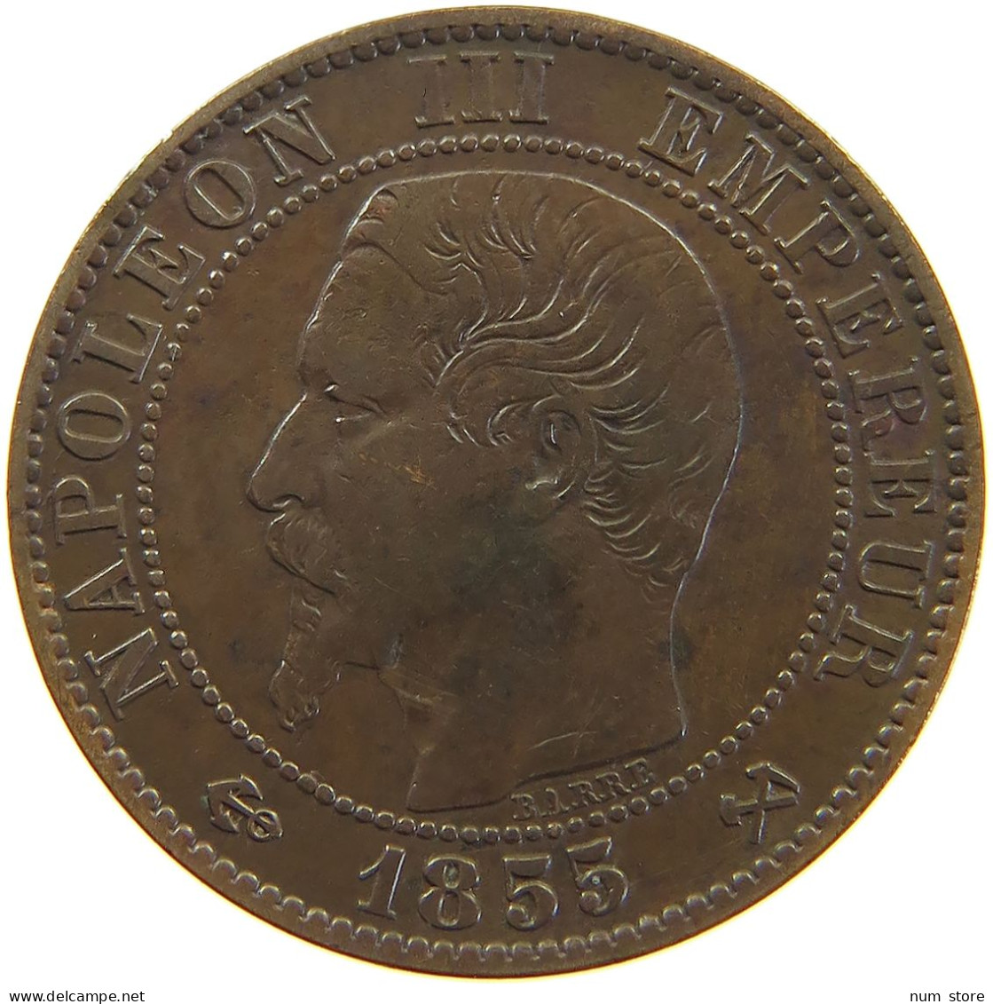 FRANCE 5 CENTIMES 1855 B Napoleon III. (1852-1870) #a059 0231 - 5 Centimes