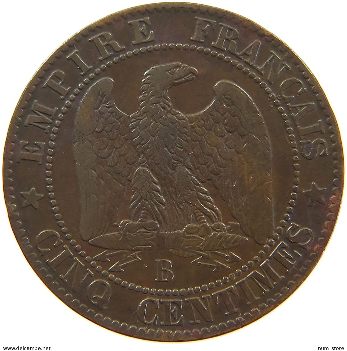 FRANCE 5 CENTIMES 1855 B Napoleon III. (1852-1870) #a059 0231 - 5 Centimes