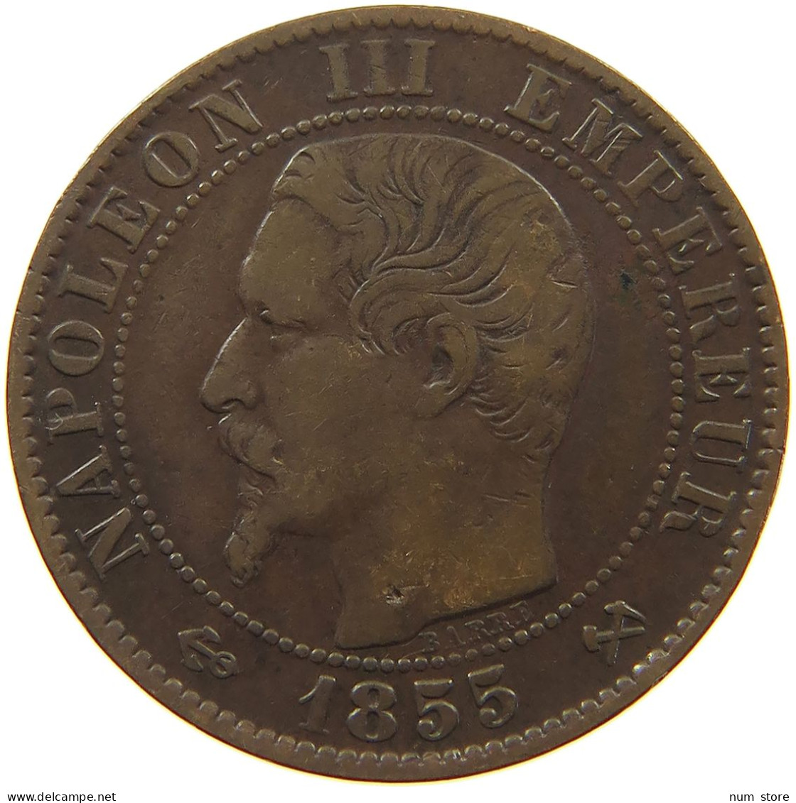 FRANCE 5 CENTIMES 1855 B Napoleon III. (1852-1870) #a059 0211 - 5 Centimes