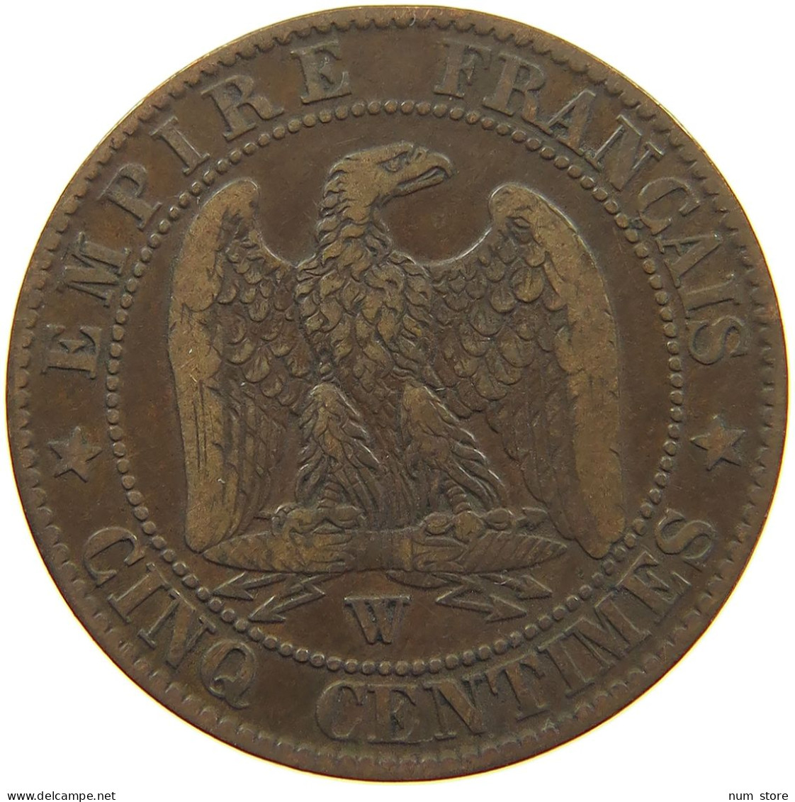 FRANCE 5 CENTIMES 1854 W Napoleon III. (1852-1870) #c061 0091 - 5 Centimes
