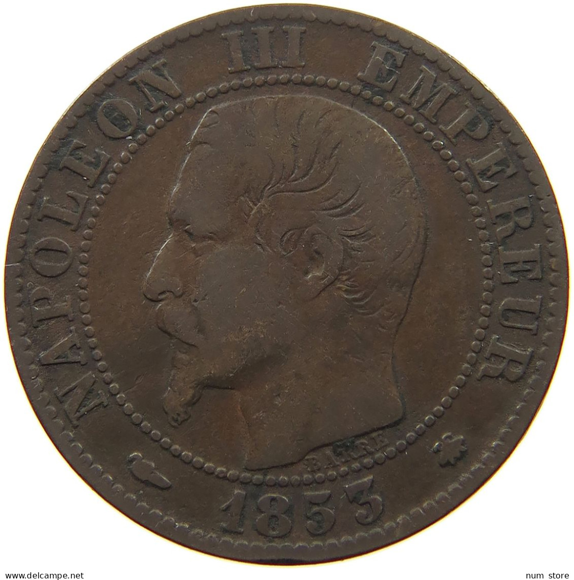 FRANCE 5 CENTIMES 1853 BB Napoleon III. (1852-1870) #s077 0385 - 5 Centimes