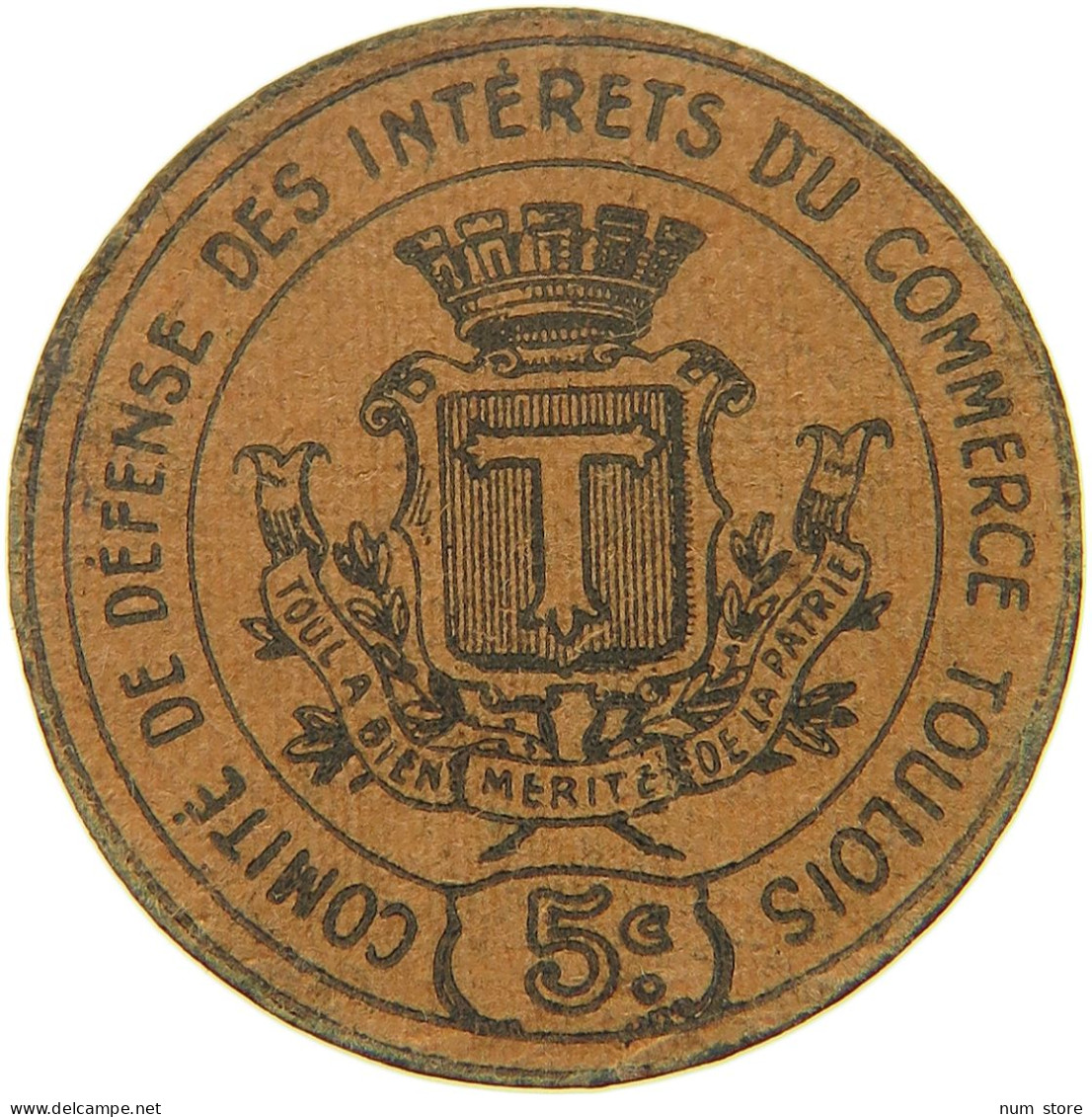 FRANCE 5 CENTIMES  TOULOUSE #t130 0193 - Autres & Non Classés