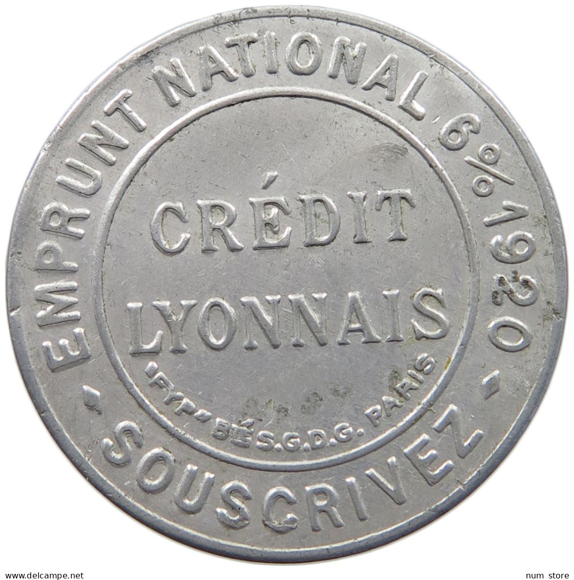 FRANCE 5 CENTIMES  EMPRUNT NATIONAL 6% 1920 CREDIT LYONNAIS CENTIMES #t003 0041 - Autres & Non Classés