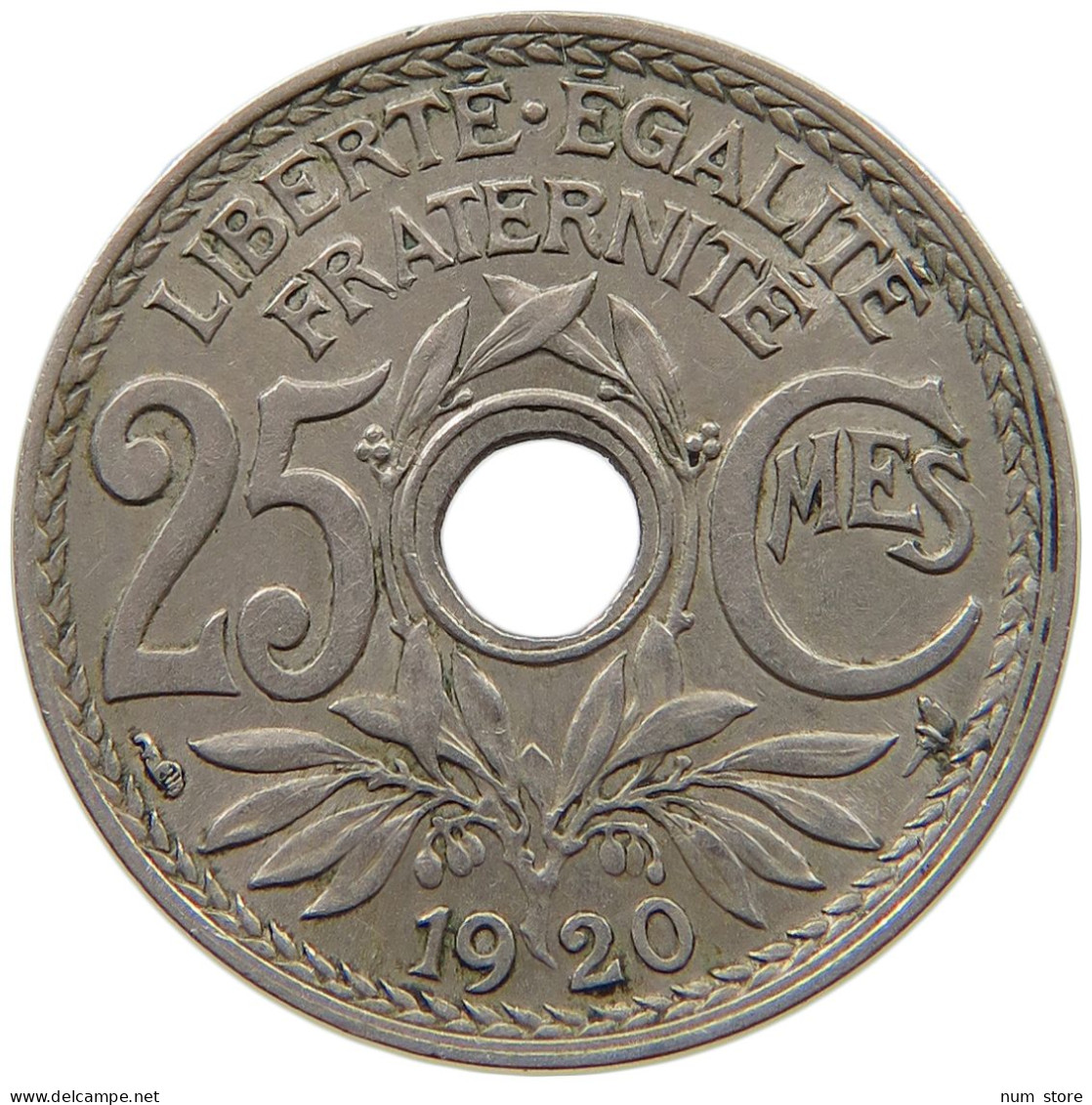 FRANCE 25 CENTIMES 1920 25 CENTIMES 1920 MINTING ERROR SMALLER HOLE #t074 0019 - Sonstige & Ohne Zuordnung