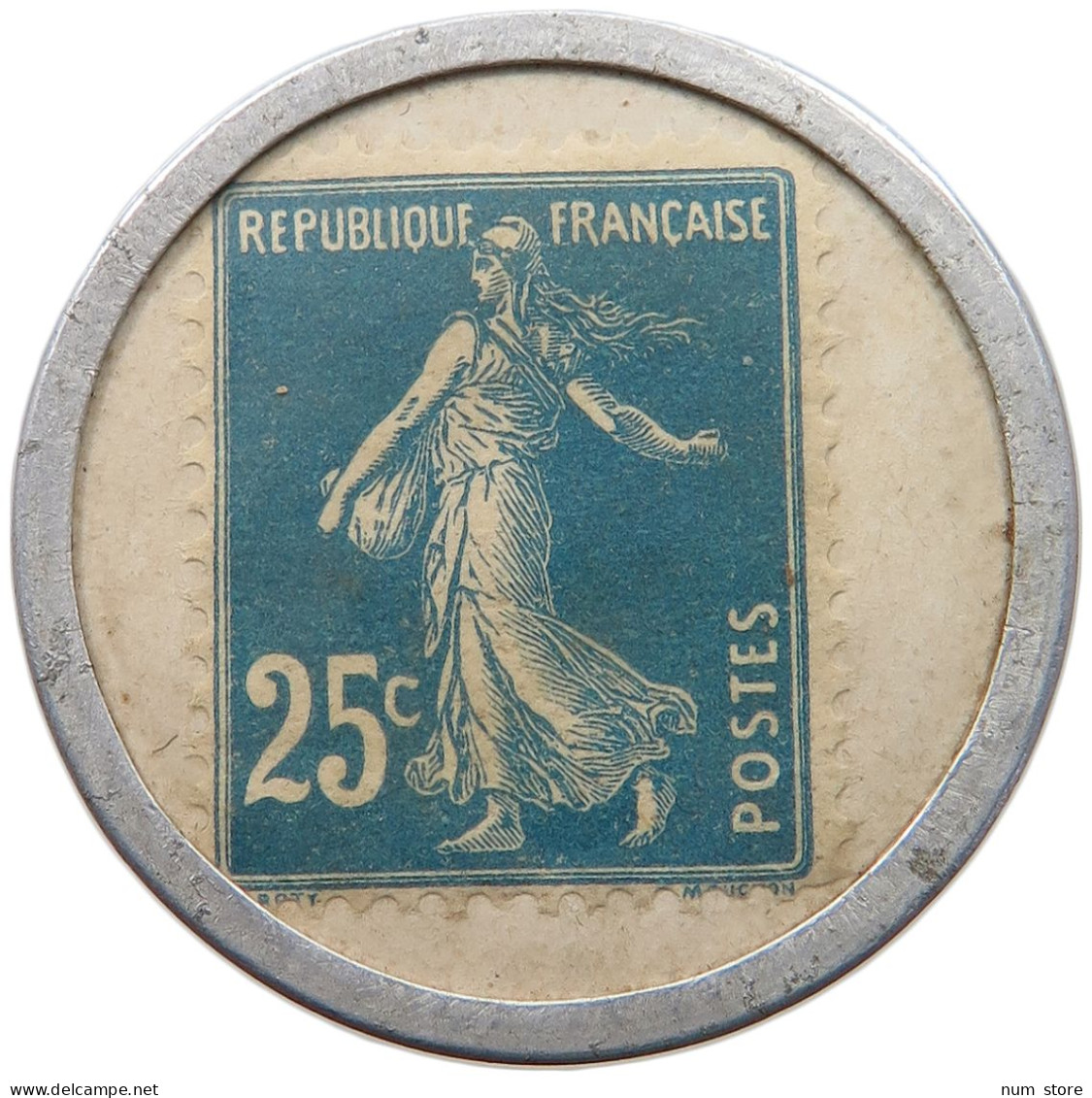 FRANCE 25 CENTIMES 1920 25 CENTIMES CREDIT LYONNAIS 1920 ENCASED POSTAGE STAMP #t087 0073 - Other & Unclassified