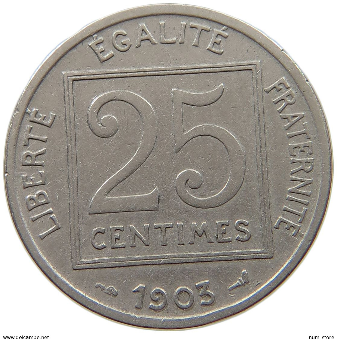 FRANCE 25 CENTIMES 1903 DOUBLE STRUCK DATE #a015 0627 - Autres & Non Classés