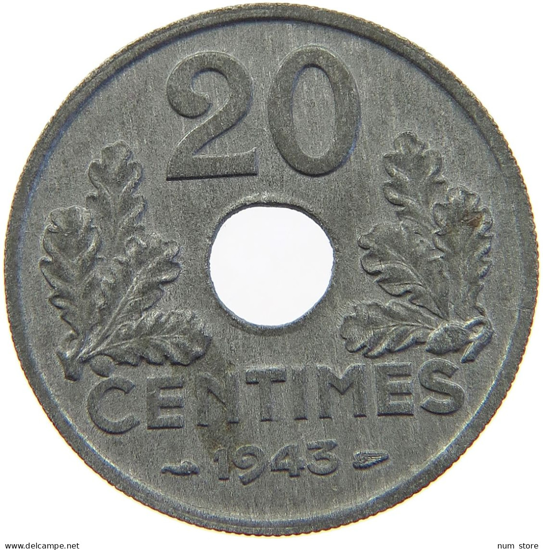 FRANCE 20 CENTIMES 1943  #s023 0085 - Andere & Zonder Classificatie