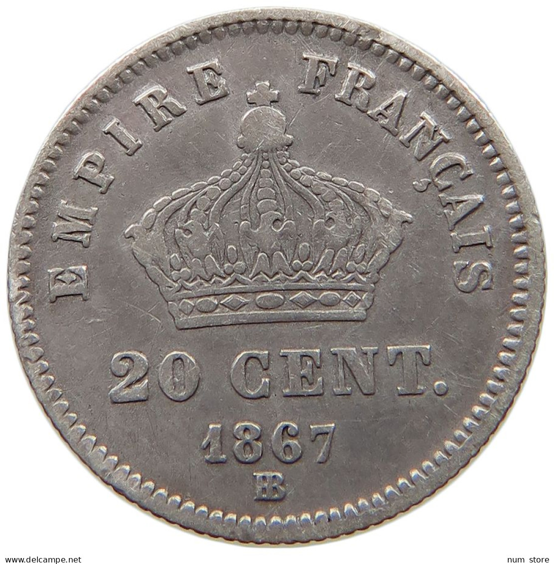 FRANCE 20 CENTIMES 1867 BB Napoleon III. (1852-1870) #s035 0387 - 20 Centimes