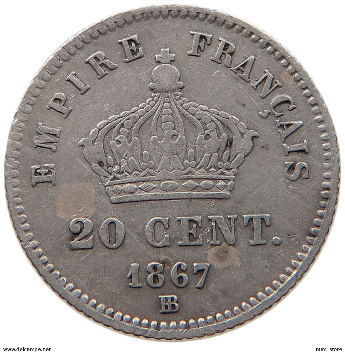 FRANCE 20 CENTIMES 1867 BB Napoleon III. (1852-1870) #s012 0037 - 20 Centimes