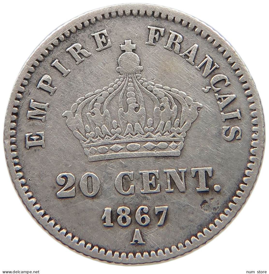 FRANCE 20 CENTIMES 1867 A Napoleon III. (1852-1870) #c019 0155 - 20 Centimes