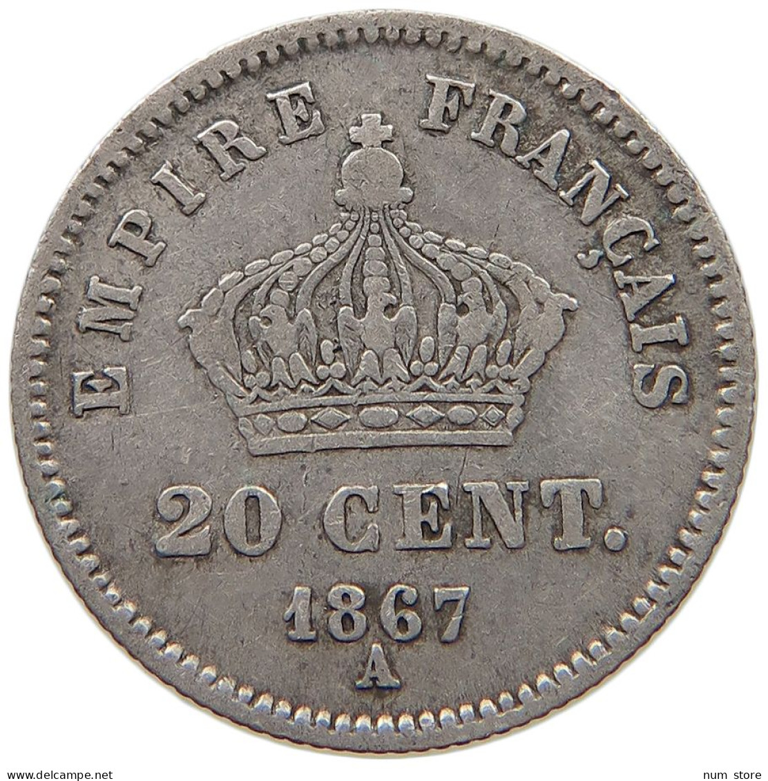 FRANCE 20 CENTIMES 1867 A Napoleon III. (1852-1870) #c058 0299 - 20 Centimes