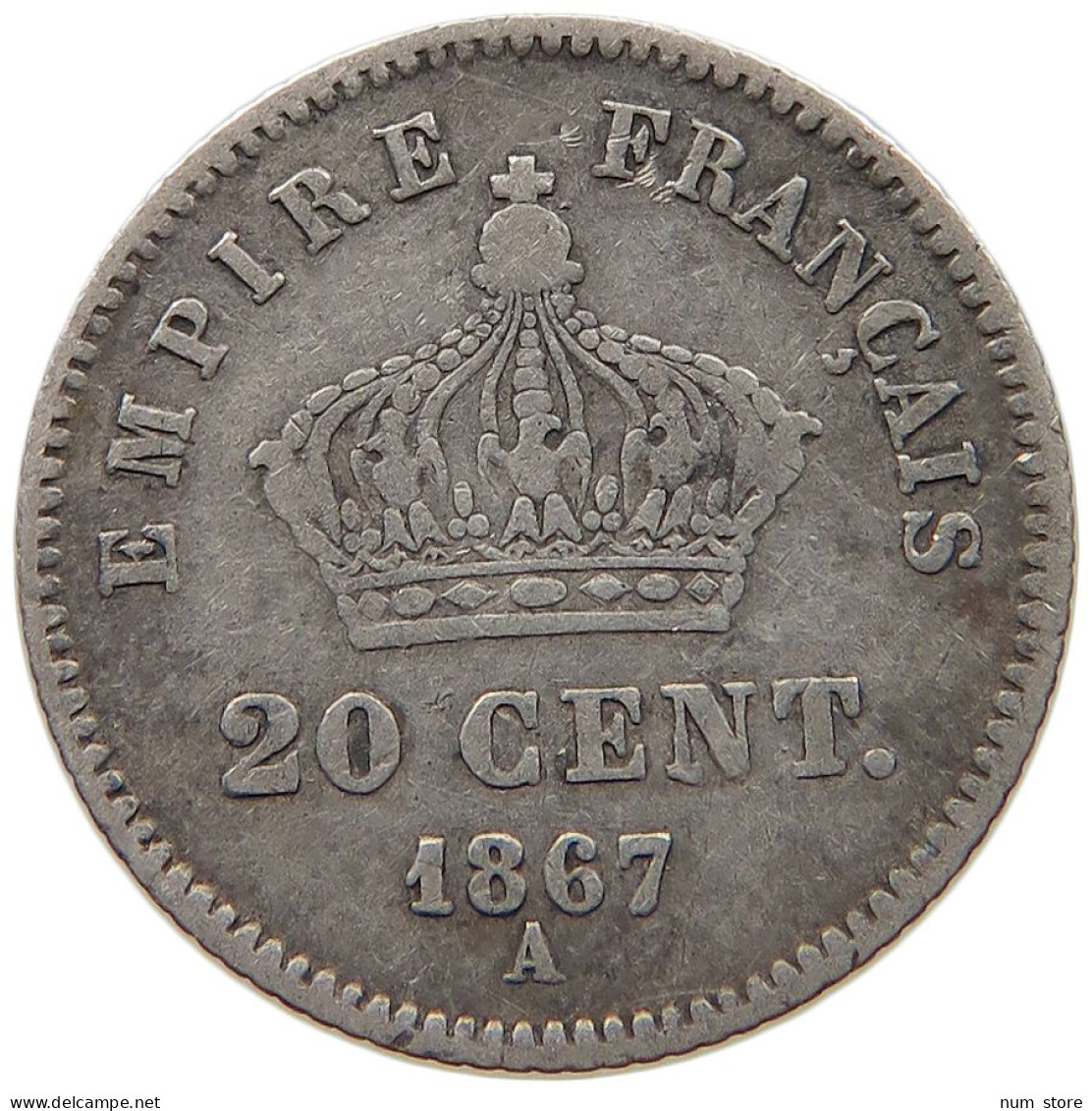 FRANCE 20 CENTIMES 1867 A Napoleon III. (1852-1870) #c018 0335 - 20 Centimes