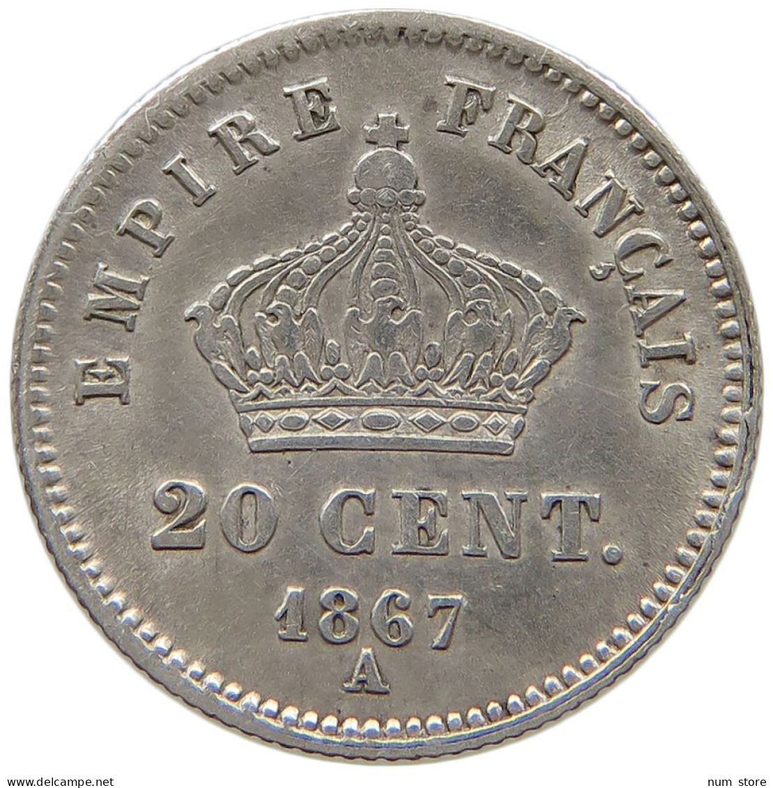 FRANCE 20 CENTIMES 1867 A Napoleon III. (1852-1870) #a069 0381 - 20 Centimes