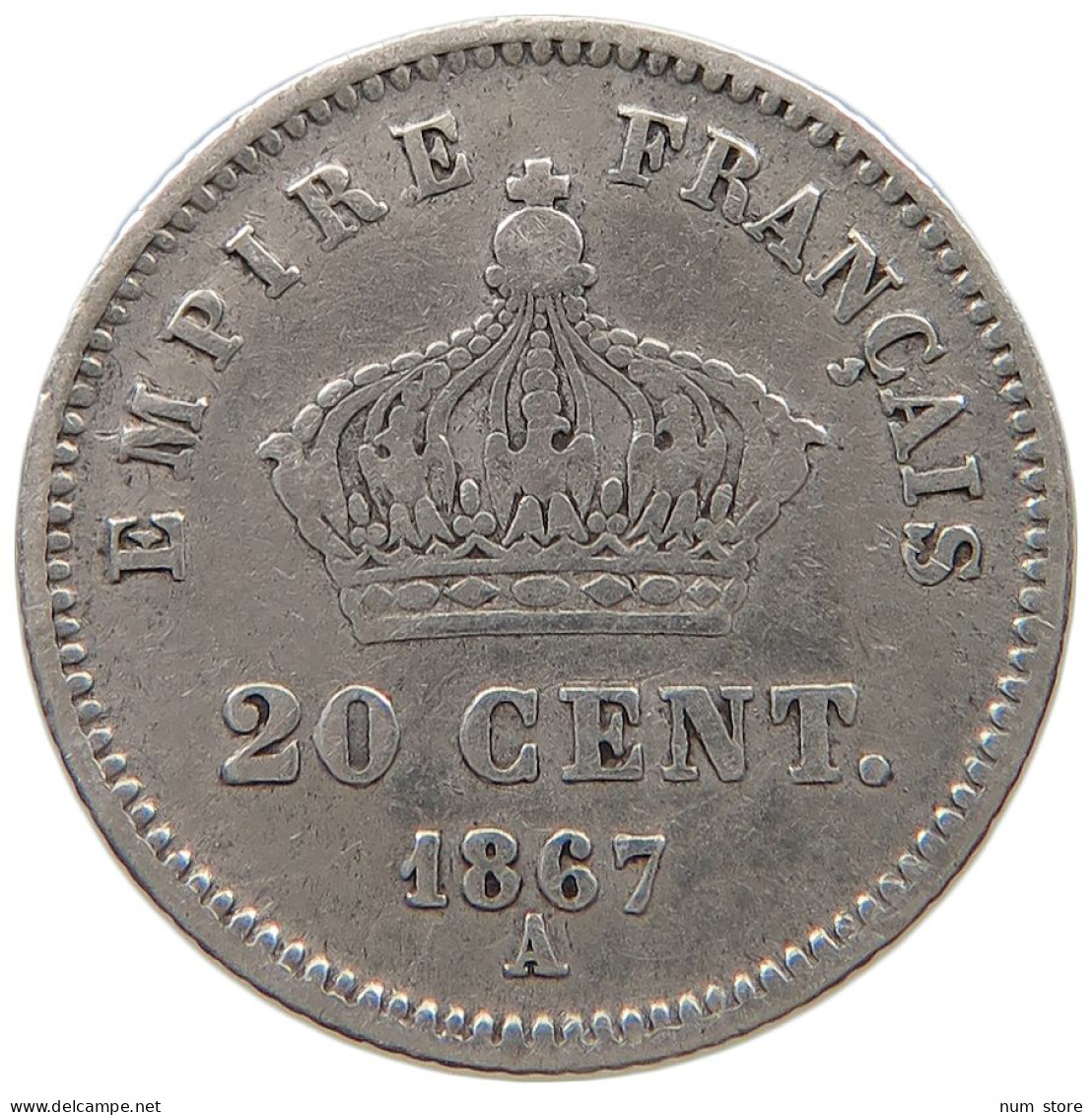 FRANCE 20 CENTIMES 1867 A Napoleon III. (1852-1870) #a044 0981 - 20 Centimes