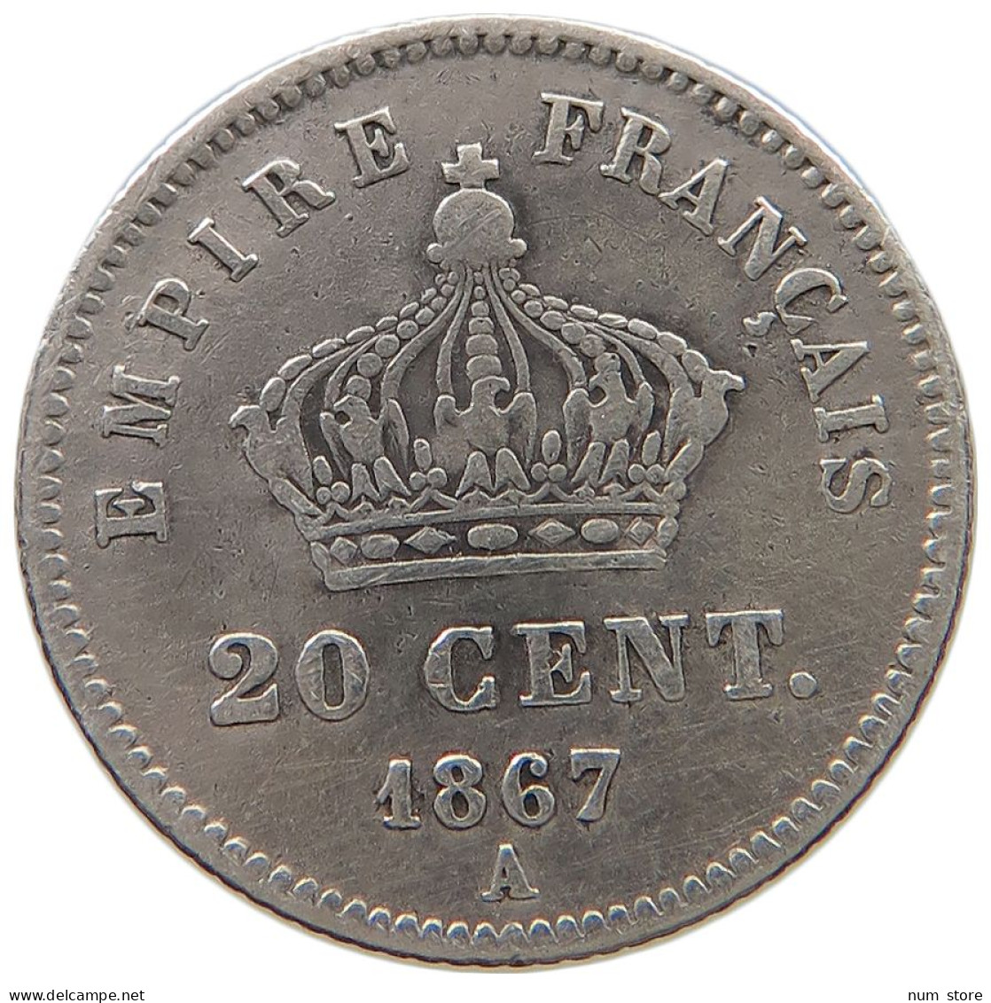 FRANCE 20 CENTIMES 1867 A Napoleon III. (1852-1870) #a044 0985 - 20 Centimes