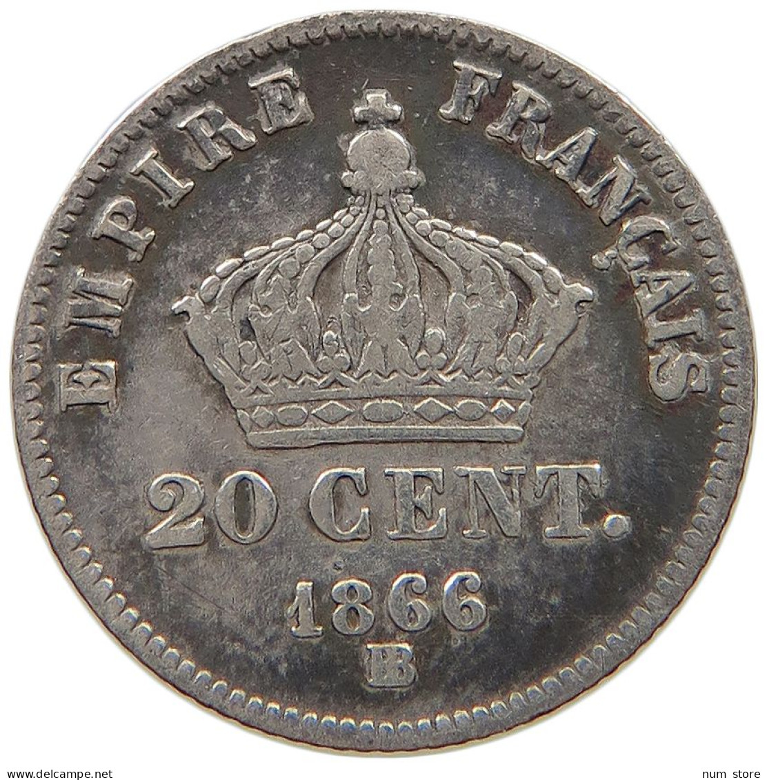 FRANCE 20 CENTIMES 1866 BB Napoleon III. (1852-1870) #t112 1397 - 20 Centimes