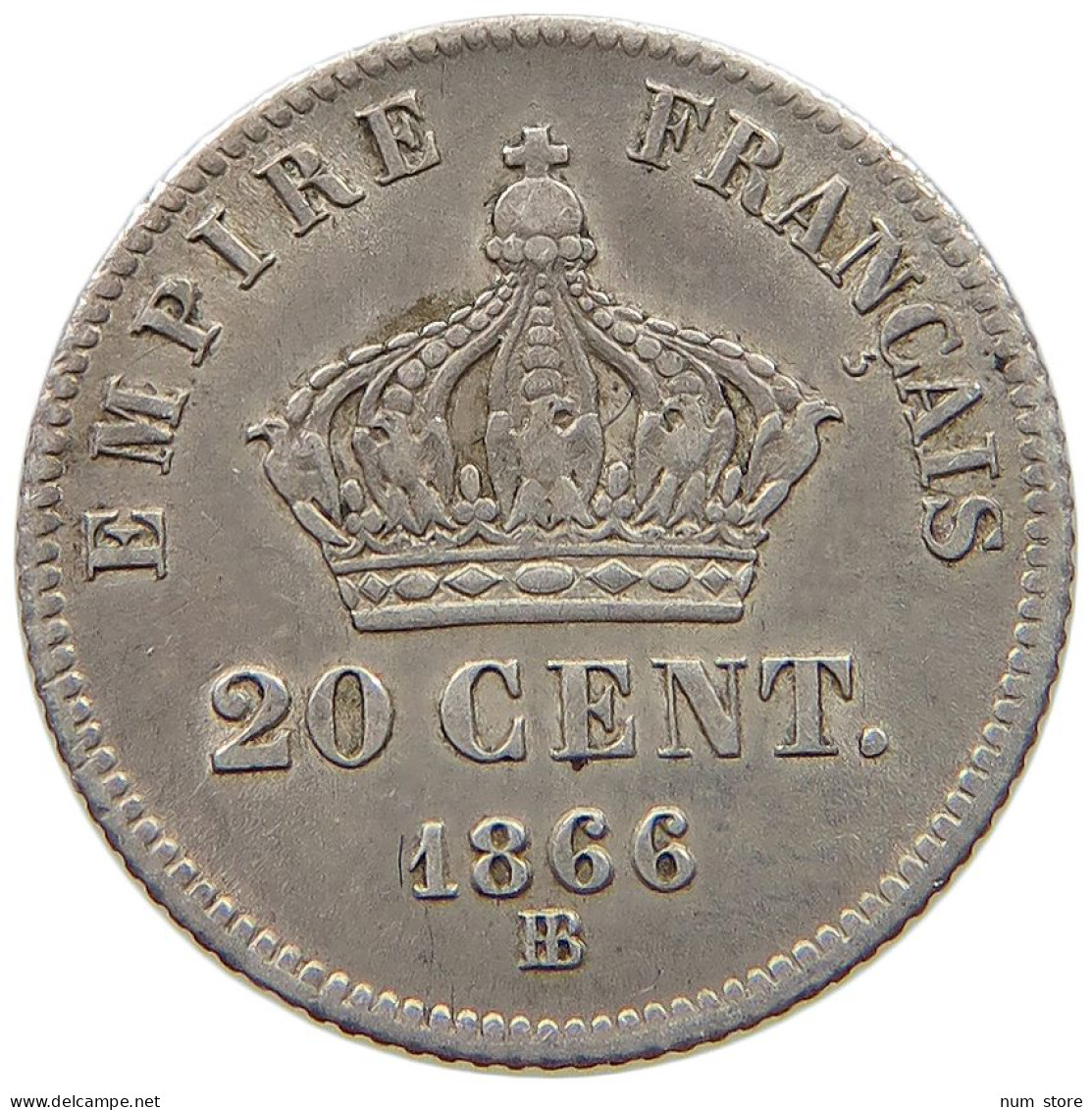 FRANCE 20 CENTIMES 1866 BB Napoleon III. (1852-1870) #t112 1393 - 20 Centimes