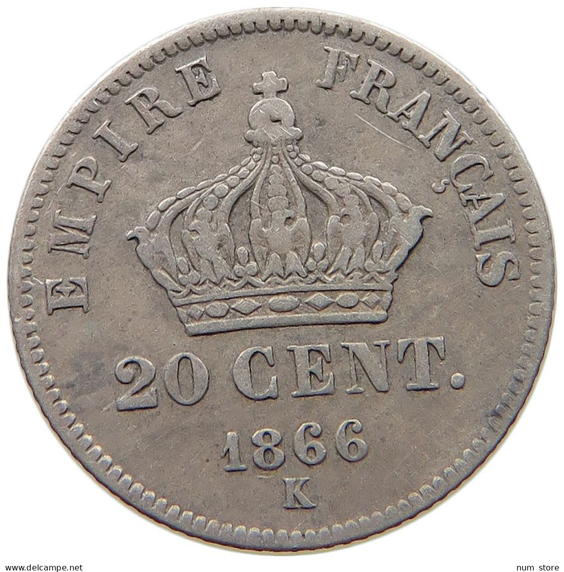 FRANCE 20 CENTIMES 1866 K Napoleon III. (1852-1870) #t112 1403 - 20 Centimes