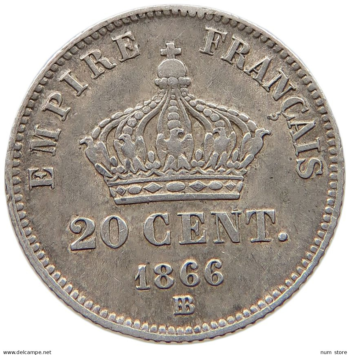 FRANCE 20 CENTIMES 1866 BB Napoleon III. (1852-1870) #s049 0741 - 20 Centimes