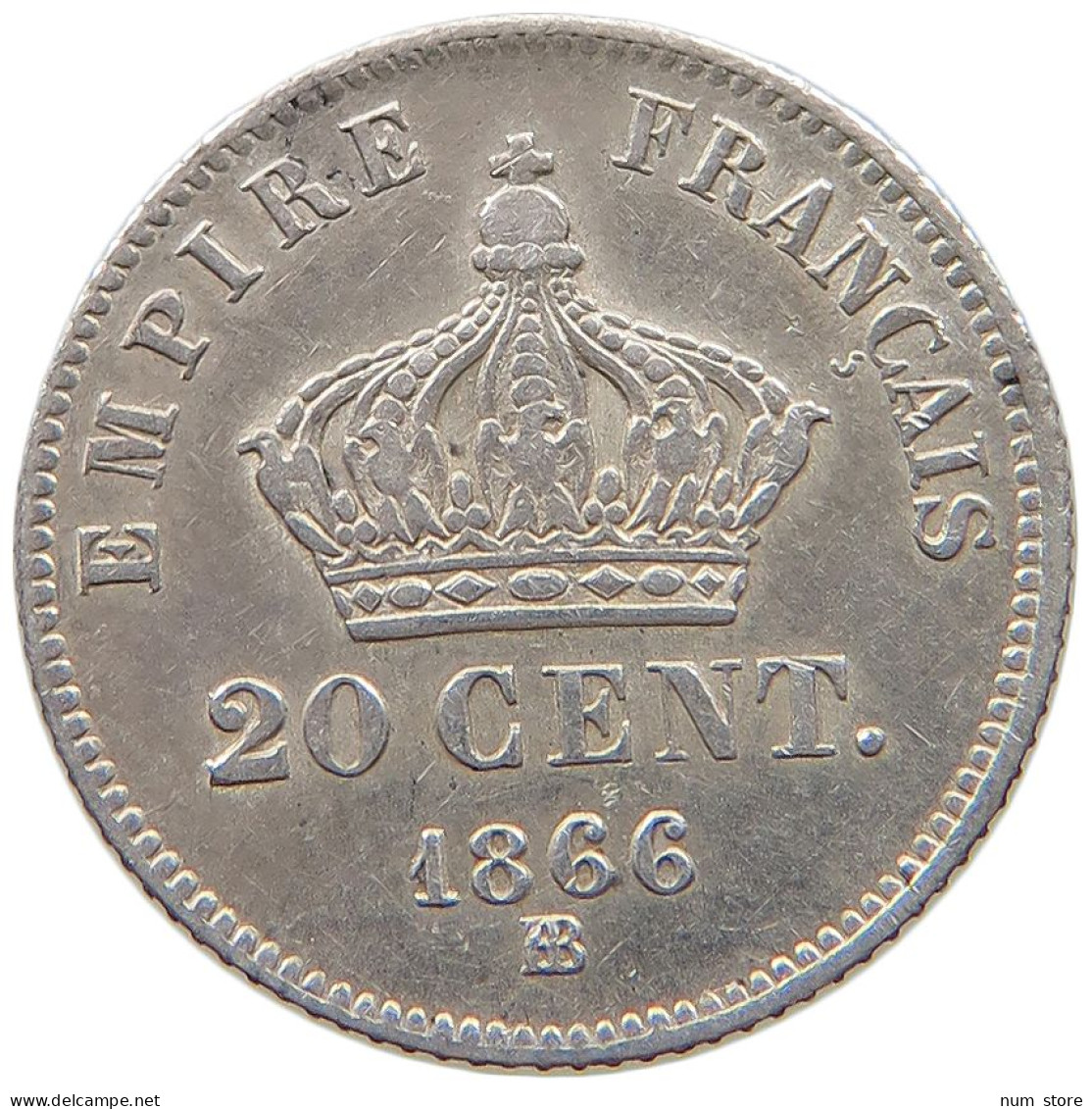 FRANCE 20 CENTIMES 1866 BB Napoleon III. (1852-1870) #t112 1391 - 20 Centimes