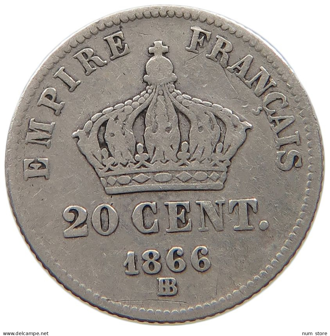 FRANCE 20 CENTIMES 1866 BB Napoleon III. (1852-1870) #a044 1071 - 20 Centimes