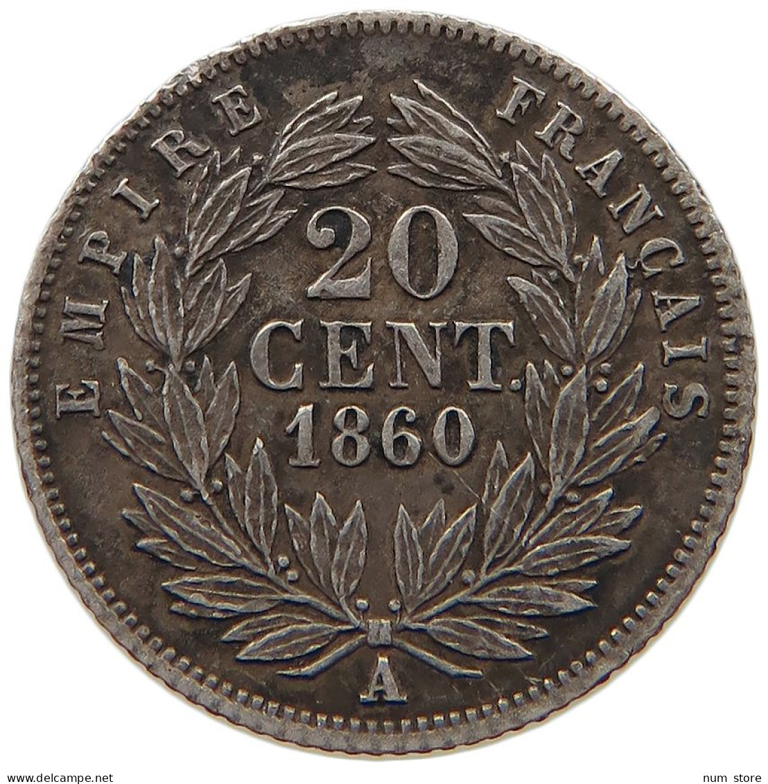 FRANCE 20 CENTIMES 1860 A Napoleon III. (1852-1870) #s008 0325 - 20 Centimes