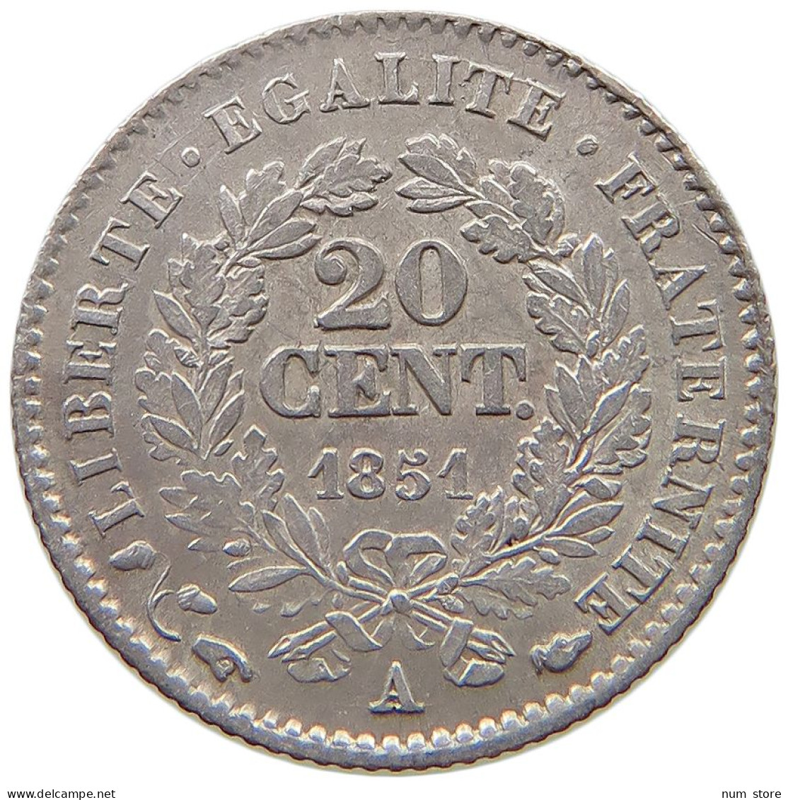 FRANCE 20 CENTIMES 1851 A  #t111 1367 - 50 Centimes