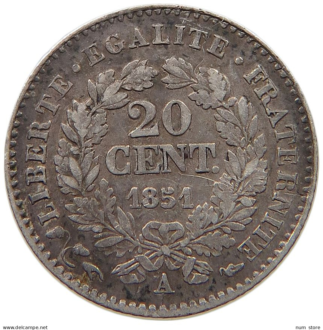 FRANCE 20 CENTIMES 1851 A  #t112 1361 - 50 Centimes