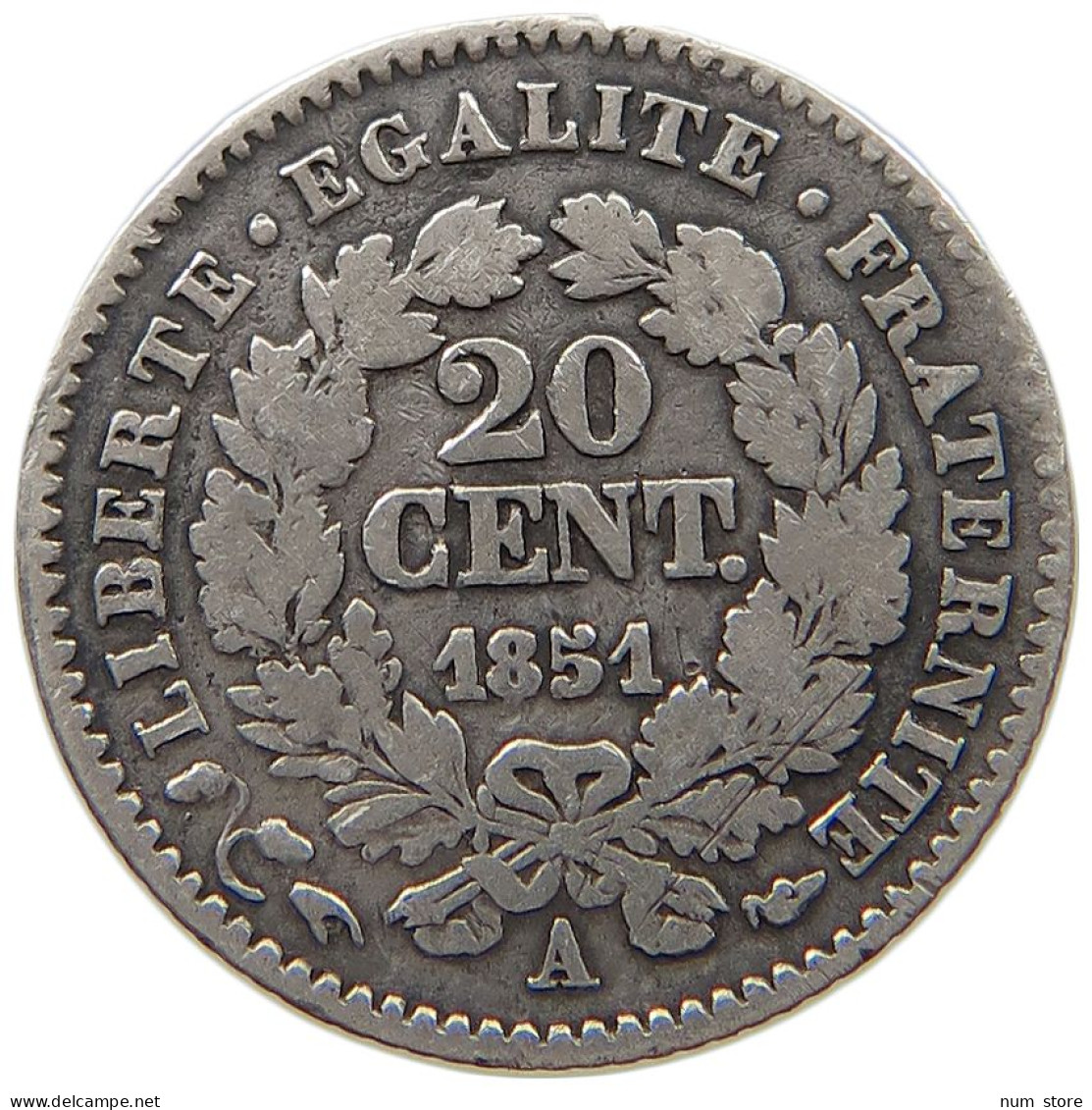 FRANCE 20 CENTIMES 1851 A  #t142 0223 - 50 Centimes