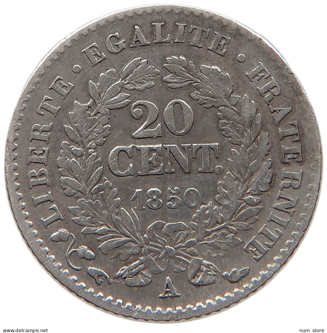 FRANCE 20 CENTIMES 1850 A  #t143 0519 - 50 Centimes