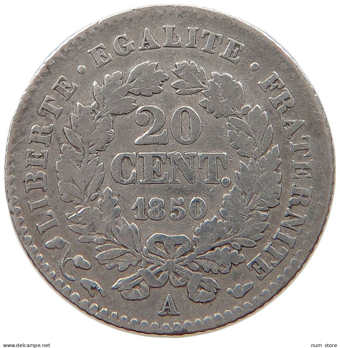 FRANCE 20 CENTIMES 1850 A  #t162 0295 - 50 Centimes