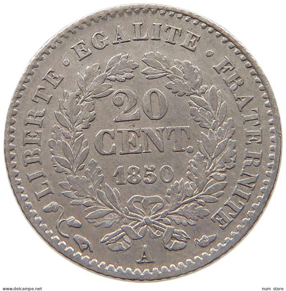 FRANCE 20 CENTIMES 1850 A  #t112 1363 - 50 Centimes