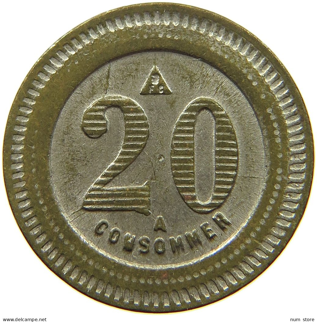 FRANCE 20 CENTIMES  CONSOMMER TOKEN ELEPHANT #a094 0411 - Other & Unclassified