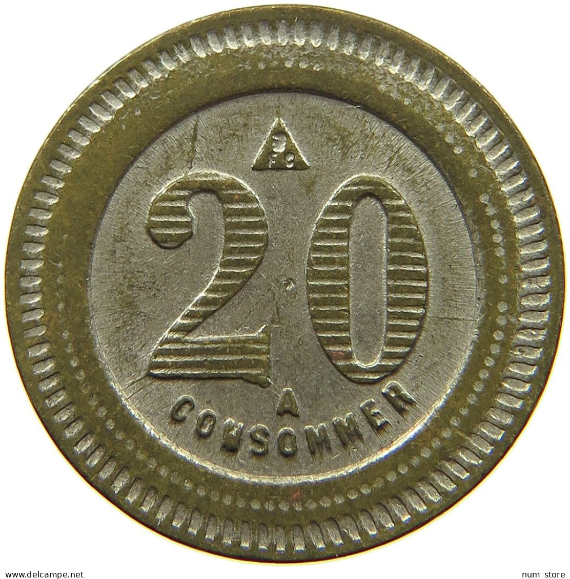 FRANCE 20 CENTIMES  CONSOMMER TOKEN ELEPHANT #a094 0411 - Autres & Non Classés