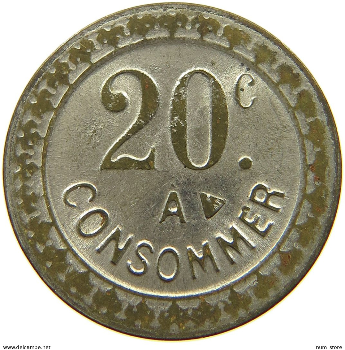 FRANCE 20 CENTIMES  CONSOMMER TOKEN #a094 0409 - Sonstige & Ohne Zuordnung