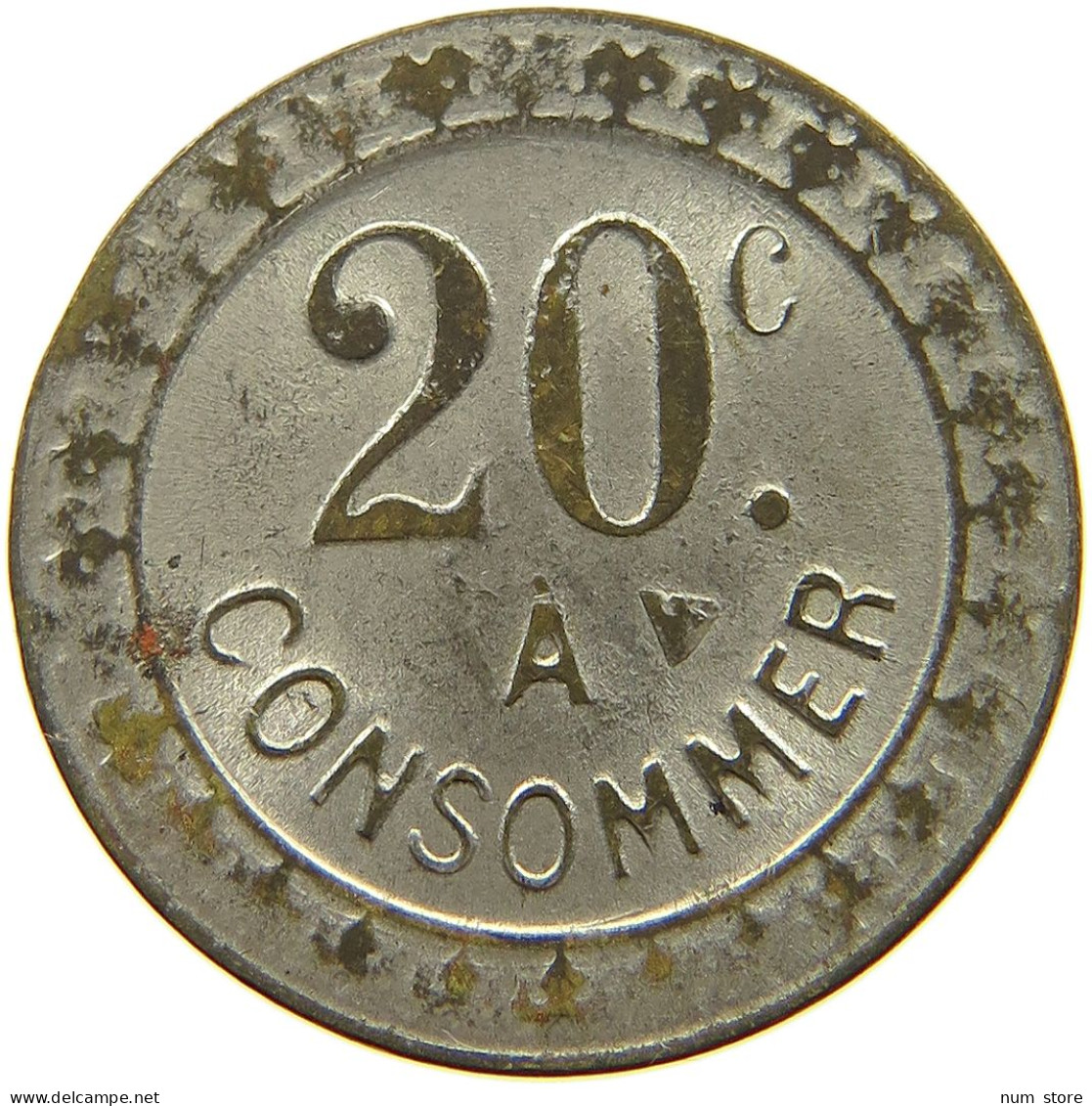 FRANCE 20 CENTIMES  CONSOMMER TOKEN #a094 0409 - Andere & Zonder Classificatie