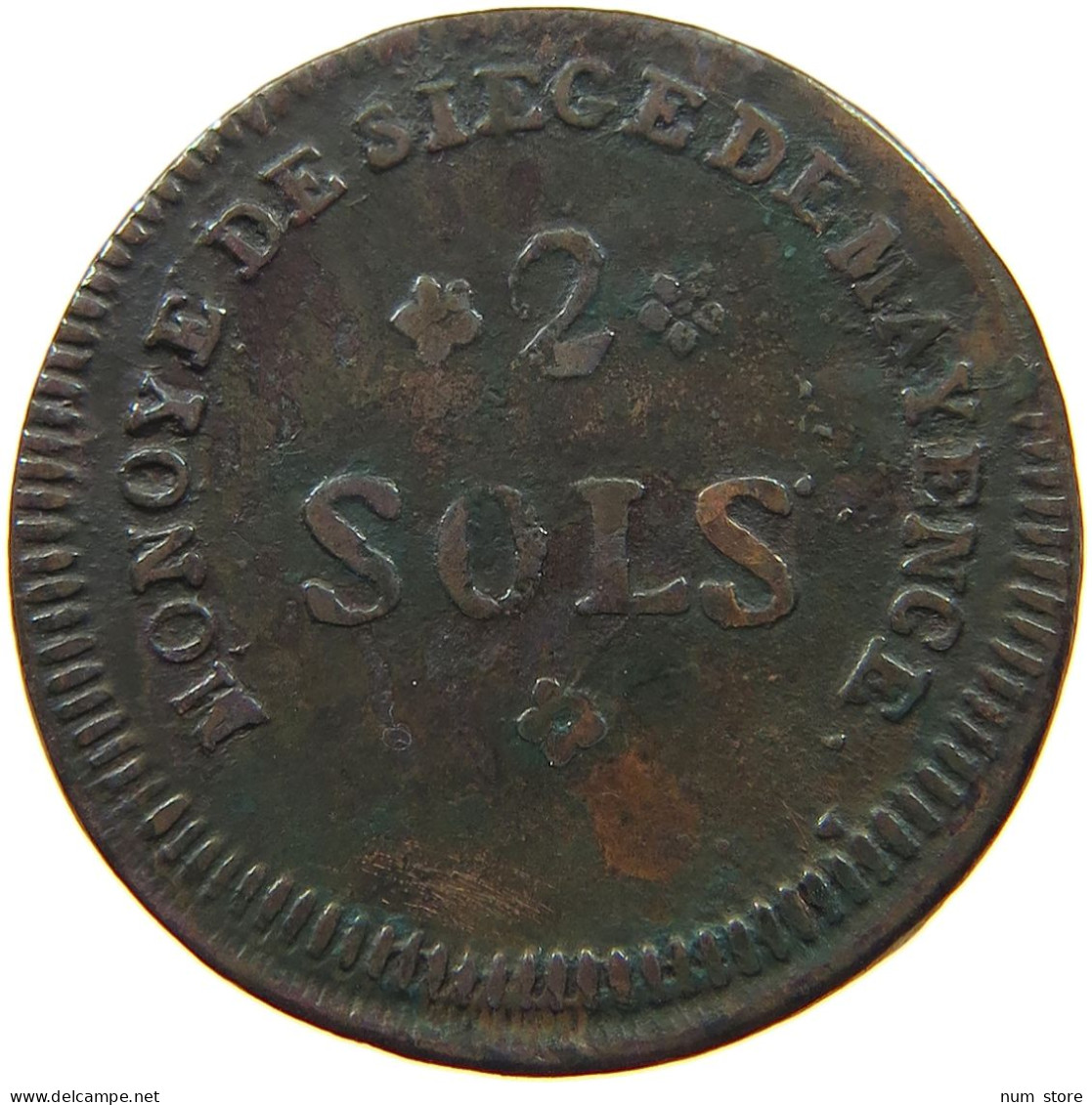 FRANCE 2 SOLS 1793 MAYENCE  #t129 0329 - 1792-1804 Erste Französische Republik